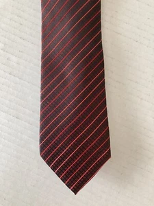 J. Ferrar Men's Necktie Tie Polyester Burgundy Red Stripe Slim - Picture 1 of 6