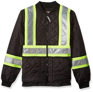 Work King Safety Men's Hi Vis Quilted Safety Jacket, Black, S - Picture 1 of 2