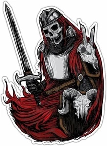 Calcomanía adhesiva de ventana de parachoques de coche calavera caballero guerrero guerrero de la muerte 4"X5" - Imagen 1 de 1