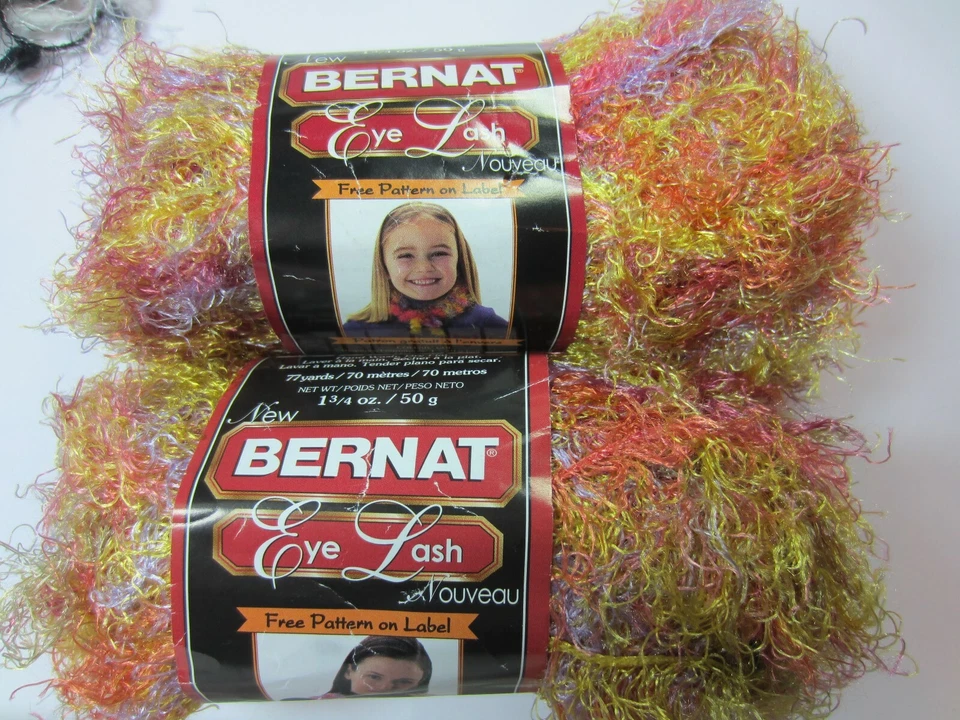 4-28 ball BERNAT Eye Lash Eyelash YARN lot RIBBON Orange yellow fuzzy fur #35004 - Image 1 of 1