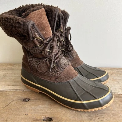 Clarks Botas Mujer 7 Marrón Invierno Pato Imitación Piel de Oveja Forro Espiga Con Cordones Foto 1 de 4