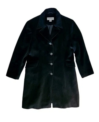 Calvin Klein Woman Angora/Wool Coat Black Lined Pockets Sz 12 Excellent Vintage - Image 1 of 4