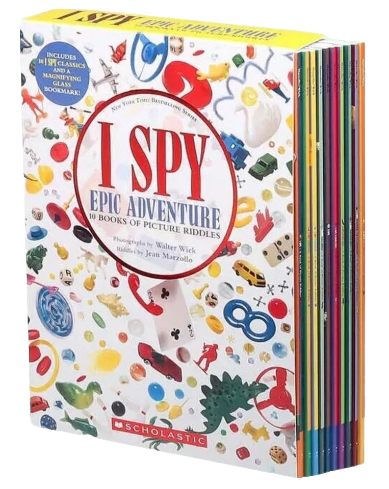 I Spy 10 Book Box Set - Paperbacks + Magnifying Glass - Brand NEW I Spy Classics Foto 1 de 4