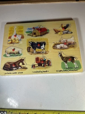 MELISSA & DOUG 2 деревянные пазлы набор 9 штук каждый ручной работы животных EUC! - Изображение 1 из 4