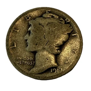 1917 Mercury Dime – 90% Silver – U.S. Ten Cent Coin - Picture 1 of 2