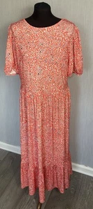 ROMAN Long Orange Dress Short Sleeve Summer Lightweight Elasticated NWT - Picture 1 of 9