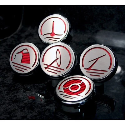 Chrome Cap Covers w/Red Carbon Fiber Inlay for 2005-13 Chevy Corvette Automatic - Image 1 of 4