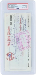 Lou Piniella New York Yankees Signed Check from July 15, 1977 - PSA 84845829 - Picture 1 of 2