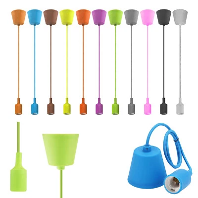 Portalampada pendente silicone lampadario soffitto sospensione vari colori E27 - Immagine 1 di 4