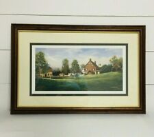 Vintage Langevin Artist Signed Country House Print Framed