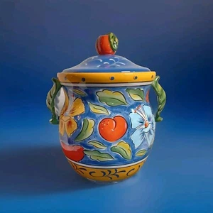 Clay Art Large Ceramic Cookie Jar Hand Painted 13" Italian Style Container & Lid - Picture 1 of 22