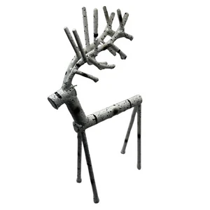 Figura de palo de metal blanco reno decoración de Navidad 13"" X 8,5"" mesa - Imagen 1 de 3