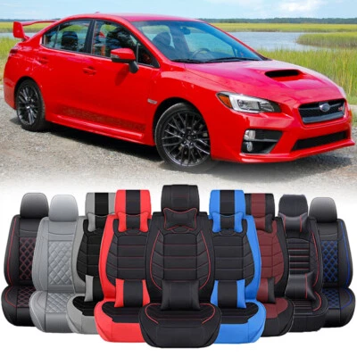 Fundas de asiento de auto de cuero PU de lujo 2/5 asientos amortiguador delantero y trasero para Subaru WRX STI Foto 1 de 4