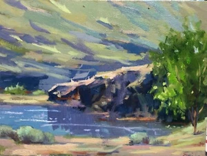 Montana Lake oil painting original landscape impressionism art 9x12 - Picture 1 of 5