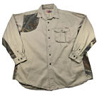 Wrangler Pro Gear Khaki Forest Camo Hunting Shooting Shirt Size XL  Heavy Cotton