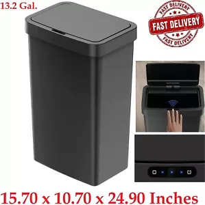 13.2 Gallon Trash Can, Plastic Motion Sensor Kitchen Trash Can, Black - Picture 1 of 10