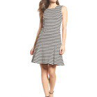Vince Camuto Stripe Fit & Flare Dress Size 4 NWT Rayon Knee Length Black White