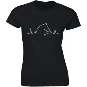 Horse Heartbeat Shirt pulse Ekg Equestrian - Summer Casual Women's T-shirt Gift - Picture 1 of 4