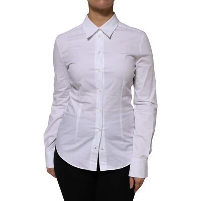 Camisa DOLCE & GABBANA Top Blanco Algodón Cuello Mangas Largas IT42/US8/M 420usd Foto 1 de 4