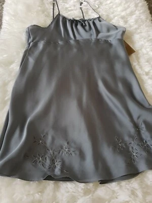 GILLIGAN & O'MALLEY стали серый/серый атласная сорочка вышивка новый с ярлыками размер L - Изображение 1 из 4