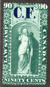 van Dam OL10c, 90c, green, p&s, MVLHOG, Ontario, Canada Law Stamp, - Picture 1 of 2