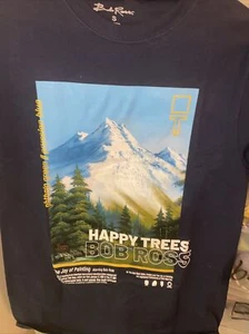 Bob Ross Men's PBS TV Painter Grey T-Shirt Small Happy Trees Mountain Painter - Picture 1 of 6