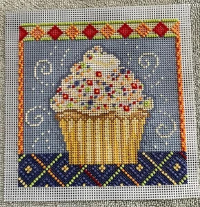 COMPLETED Mill Hill Beaded Cross Stitch ~ VANILLA CUPCAKE ~ Ready To Frame - Picture 1 of 1