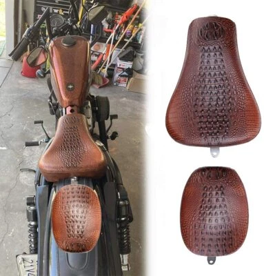 For Harley Sportster Bobber Crocodile Style Front Driver Seat + Rear Passenger Foto 1 de 4