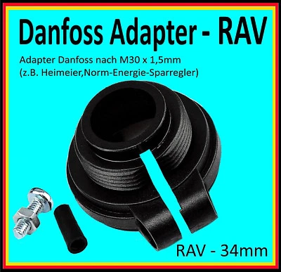 2 x Adapter RAV - 34mm Danfoss auf Standard Thermostat M30x1,5mm Fritz DECT 301 - Bild 1 von 4