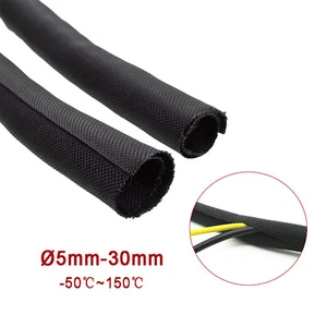 Braided Sleeving Self Closing - Braid Cable Wiring Harness Loom Protection Black - Picture 1 of 5