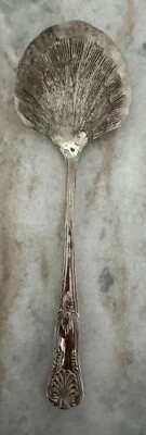 Твердая гладкая ложка для ягод/кассероли Kings посеребренная международное серебро - Изображение 1 из 4