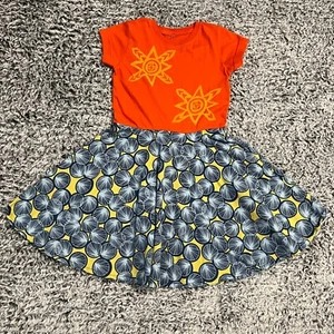 SewHIKai Dress Youth Girls 3/4 Orange Blue Sundress Hawaii Made Outdoor Casual - Picture 1 of 9