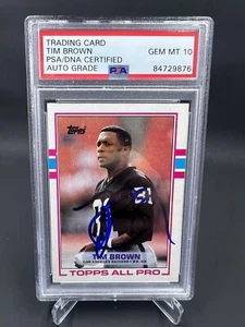 Tim Brown Signed 1989 Topps RC IP Auto PSA/DNA Los Angeles Raiders Auto 10 - Picture 1 of 2