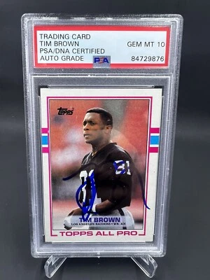 Tim Brown Signed 1989 Topps RC IP Auto PSA/DNA Los Angeles Raiders Auto 10 - Image 1 of 2