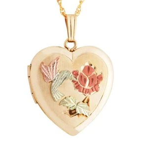 Hummingbird Locket - Black Hills Gold Pendant / Custom Made in USA Gift Box - Picture 1 of 2