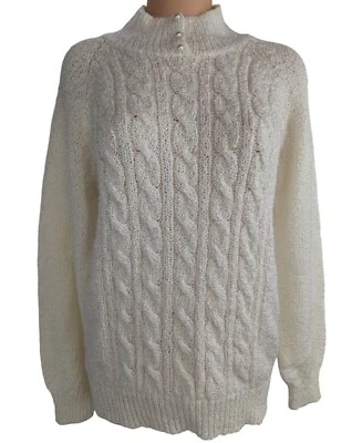 Suéter Pullover Jennifer Moore Mujer Mediano Marfil Tejido con Cable 3 Botones Acrílico Foto 1 de 4