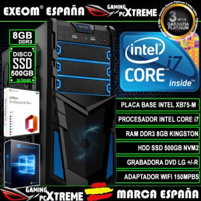 Ordenador Gaming Pc Intel Core i7 8GB DDR4 512GB SSD Wifi Sobremesa Windows 10 - Imagen 1 de 4