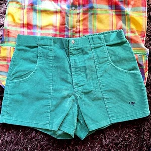 VTG 70/80s Ocean Pacific OP corduroy Kelly green high waist short 34” Vg - Picture 1 of 14