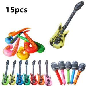 15 PACK Inflatable Instruments Blow Fancy Up Dress Rock Party Guitar Microphone - Picture 1 of 12
