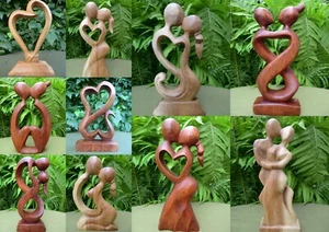 20 cm Mann Frau Liebe Love Paar Herz Heart Holz Liebespaar Schnitzerei Hochzeit - Bild 1 von 19