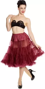 Sottogonna Hell Bunny anni '50 LUNGA 27" Swing Tull vintage arricciacapelli SOTTOVESTE Borgogna - Foto 1 di 2