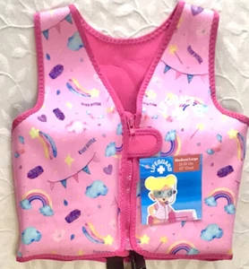 Chaleco de Natación para Niñas Flotación 34-55 libras Rosa Arco Iris Playa Piscina Nuevo con Etiquetas Mediano Grande NUEVO - Imagen 1 de 10