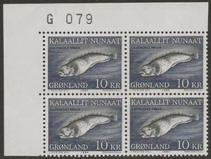 Greenland 1981-86 Fish 10k #137 UL Imprint BLOCK VF-NH, dull gum CV $22.00++ - Picture 1 of 2