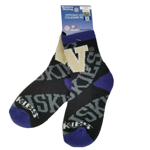 University of Washington NFL 1 Pair Moisture Wicking Socks Size Youth NWT Cover