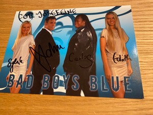 BAD BOYS BLUE ITALO EURO POP ORIGINAL HAND SINGED PROMO PHOTO CARD NEW MINT RARE