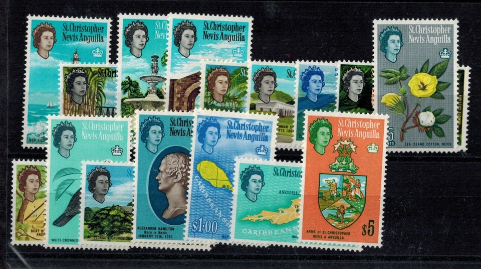 St. Chritsopher, Nevis, & Anguilla 1954-63 QE II SG 106a-112, 117a, 118 MNH GEM - Image 1 of 1