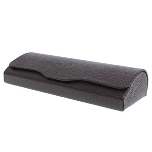 Brillen Etui Leder Diego Dunkelbraun Halbhartes Brillenbox aus echtem Rindsleder - Picture 1 of 7