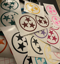 3 inch Tennessee Tri Star Sticker Multiple Colors 2 Pack