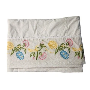 Vintage Sears Perma Prest Queen Size Perkal flaches Laken Blumensaum - Bild 1 von 9