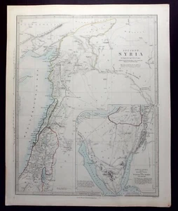 ANCIENT SYRIA, INSET ARABIA, MOUNT SINAI, original antique map, SDUK c.1858 - Picture 1 of 4